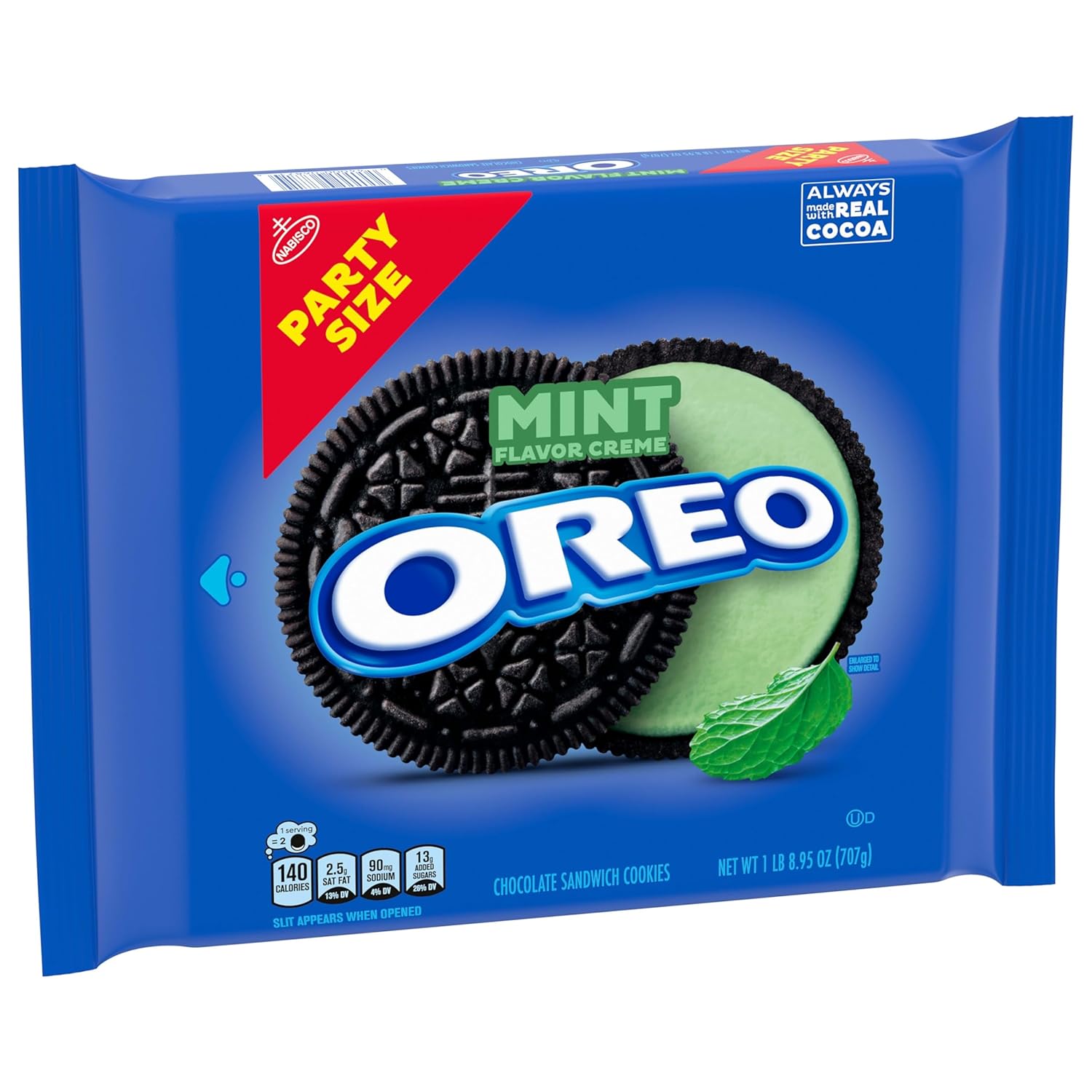 OREO Mint Creme Chocolate Sandwich Cookies Party Size 24.95 oz – Lunchbox Snack for Kids and After-School Treats
