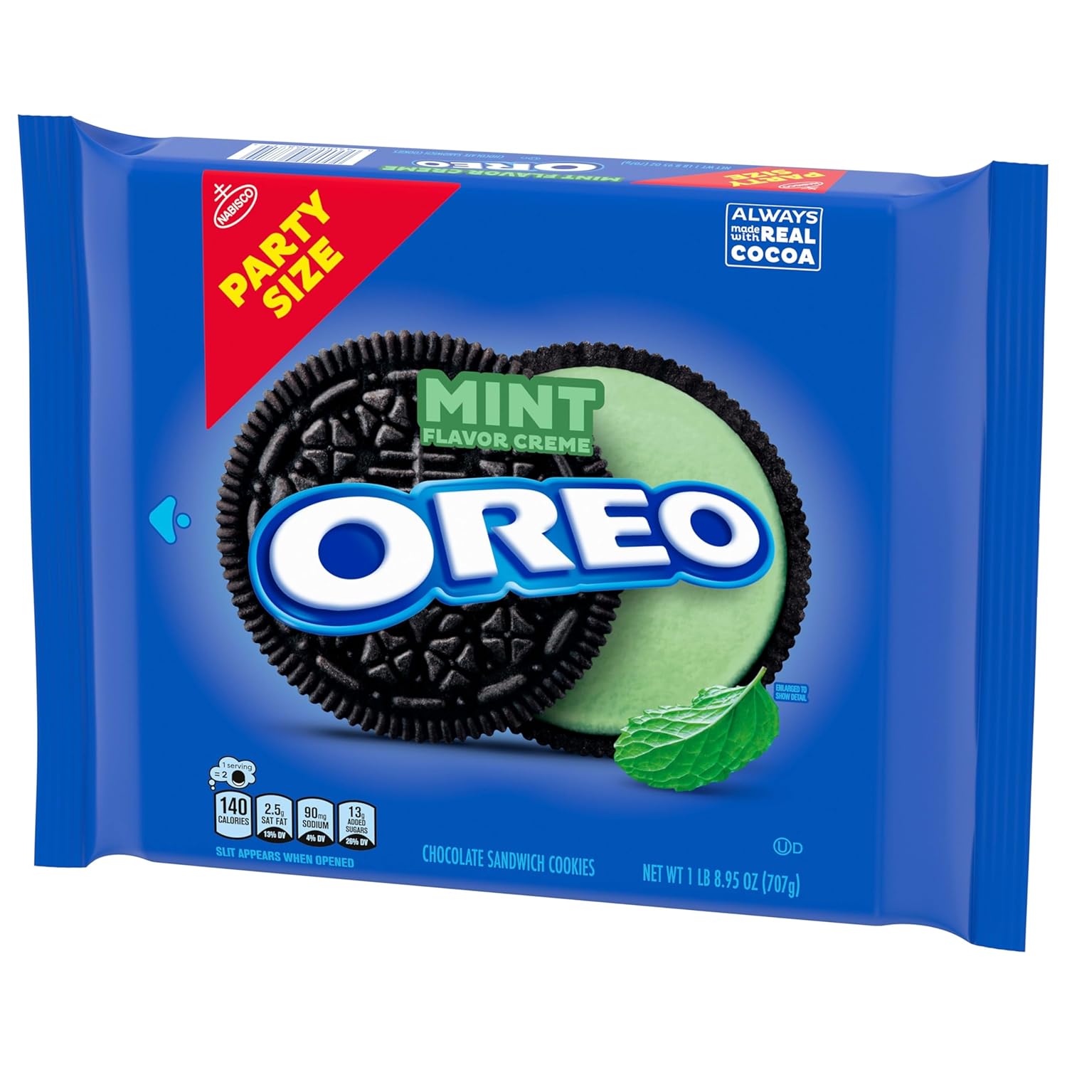 OREO Mint Creme Chocolate Sandwich Cookies Party Size 24.95 oz – Lunchbox Snack for Kids and After-School Treats