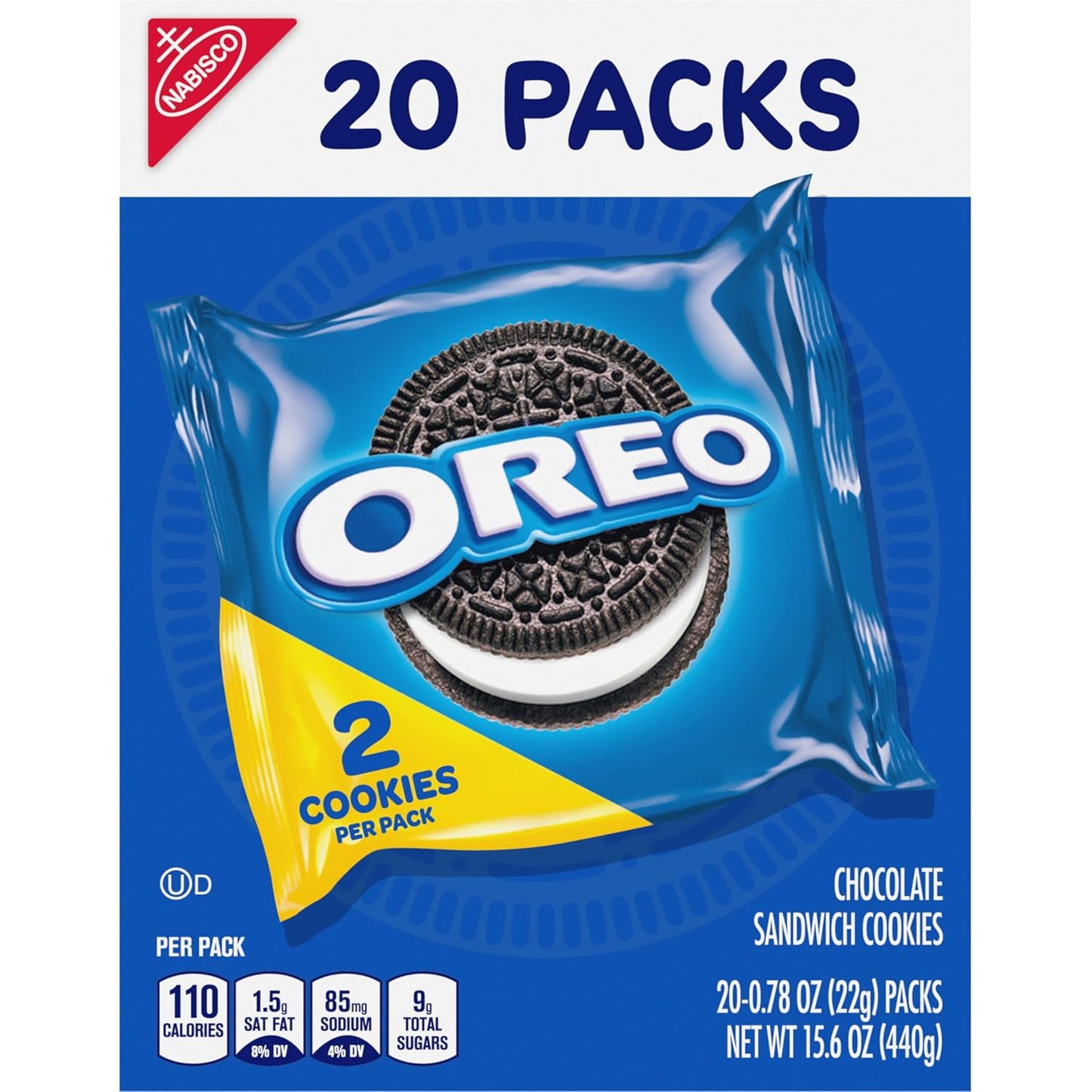 OREO Original Chocolate Sandwich Cookies Snack Packs – Lunchbox Treats for Kids, 20 Individually Wrapped 2-Cookie Packs