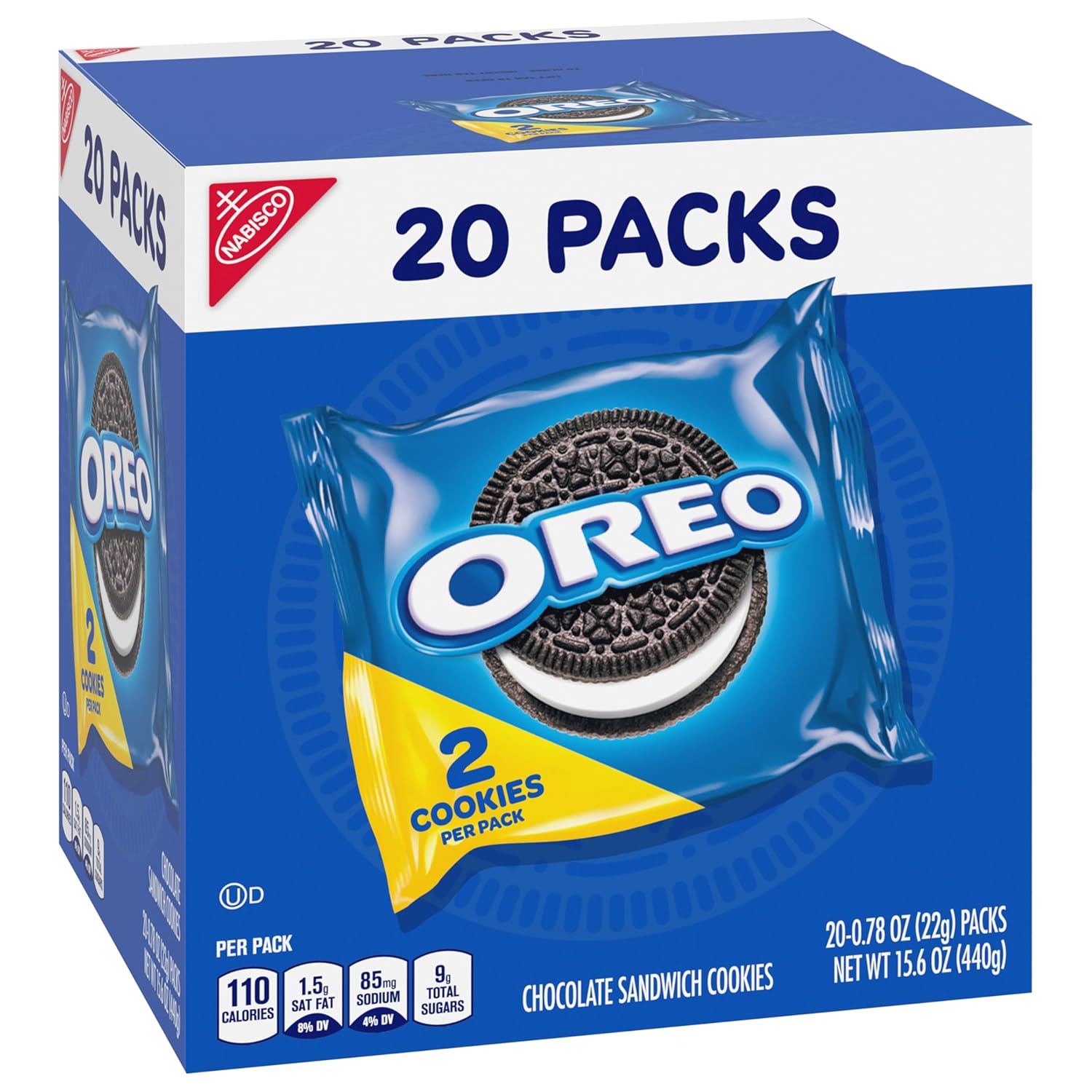 OREO Original Chocolate Sandwich Cookies Snack Packs – Lunchbox Treats for Kids, 20 Individually Wrapped 2-Cookie Packs