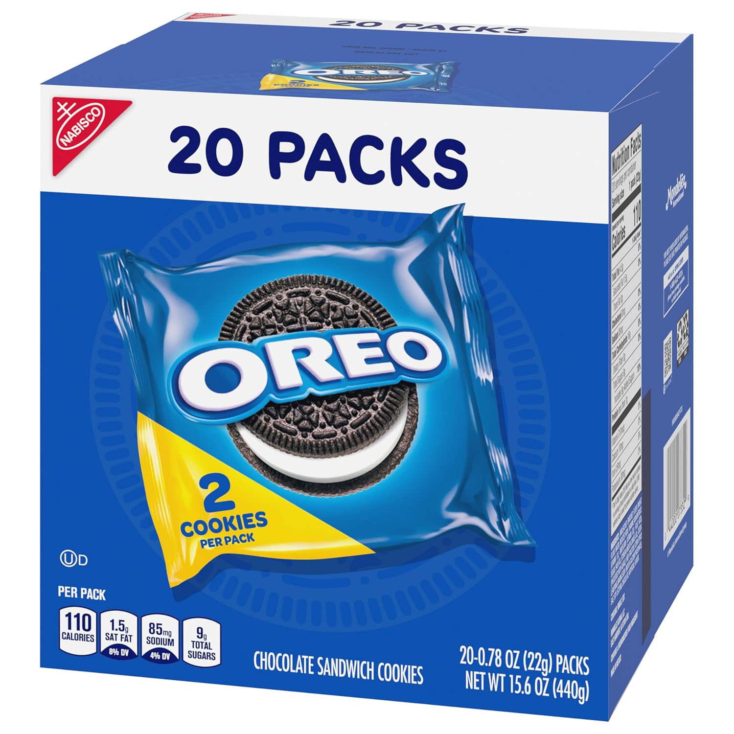 OREO Original Chocolate Sandwich Cookies Snack Packs – Lunchbox Treats for Kids, 20 Individually Wrapped 2-Cookie Packs