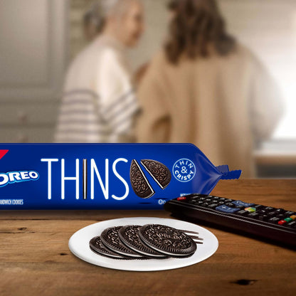 OREO Thins Chocolate Sandwich Cookies – Lunchbox Snack for Kids' Lunches and After-School Treats