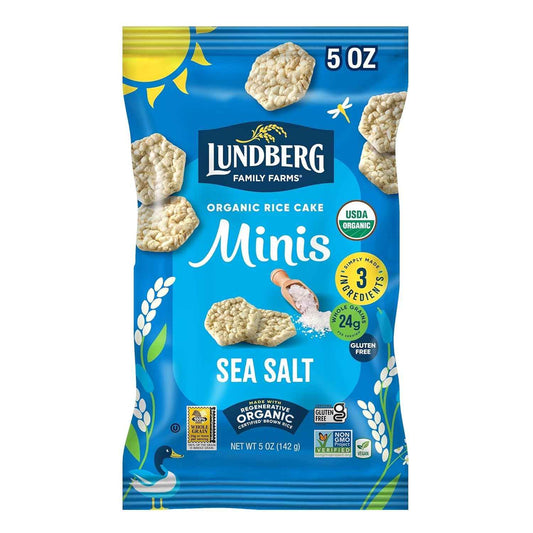 Lundberg Organic Rice Cake Minis – Mindful Snack for Clean Eating Routines, Original Sea Salt Vegan Crunch
