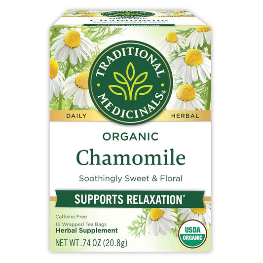 Traditional Medicinals Organic Chamomile Tea – Thoughtful Self-Care Gift for Her, Relaxing Herbal Tea for Birthdays and Holidays, 16 Bags