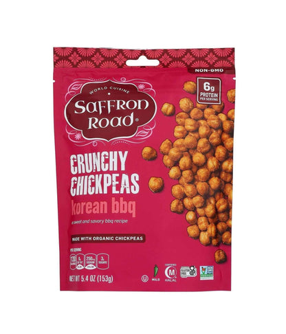 Saffron Road Korean BBQ Crunchy Chickpea Snack – Lunchbox Friendly Snack for Gluten Free Classrooms, 6oz Family Pack