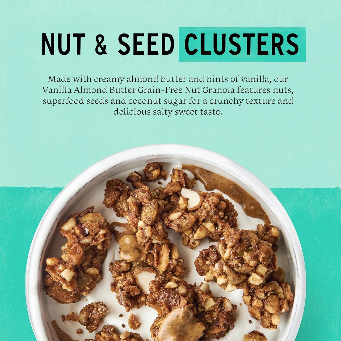 organic mct oil from coconut blended into every cluster for sustained energy