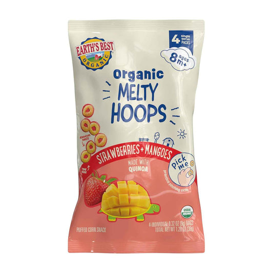 Earth's Best Melty Hoops – Health-Conscious Organic Finger Food for Babies 8 Months and Up, Quinoa and Corn Base