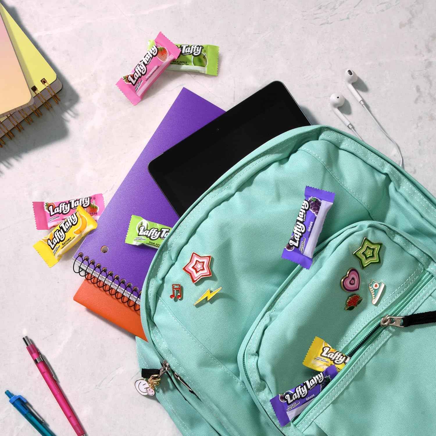 Laffy Taffy Assorted Mini Bars – Lunchbox Snack for Kids, Individually Wrapped Chewy Fruit Candy, 10 oz Stand-Up Bag