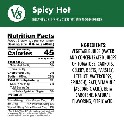 V8 Spicy Hot 100% Vegetable Juice – Thoughtful Health-Conscious Gift for Wellness Lovers