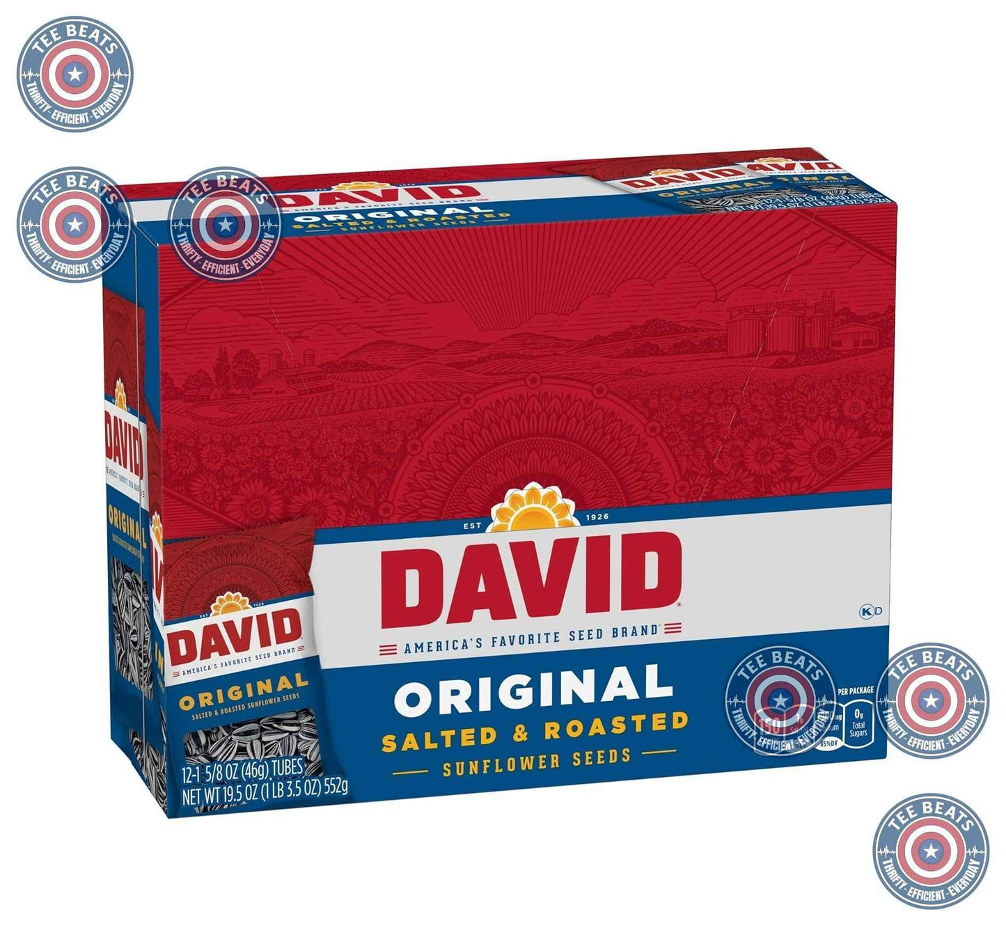 DAVID Roasted and Salted Sunflower Seeds 12 Pack – Magnesium-Rich Snack for Workout Recovery and Cravings