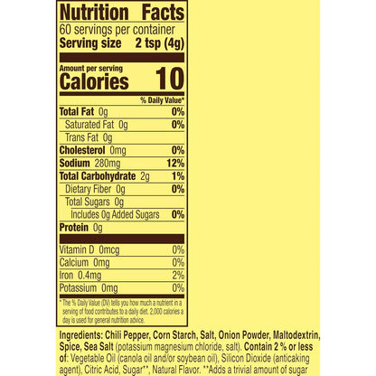 original taco flavor blend featuring chili pepper, onion powder, and spice