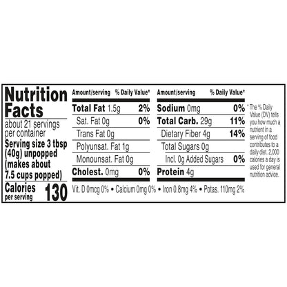 Orville Redenbacher's Gourmet Popcorn Kernels – Whole Grain Mindful Snack for Home Office & Kitchen, 30 oz Gluten Free Jar