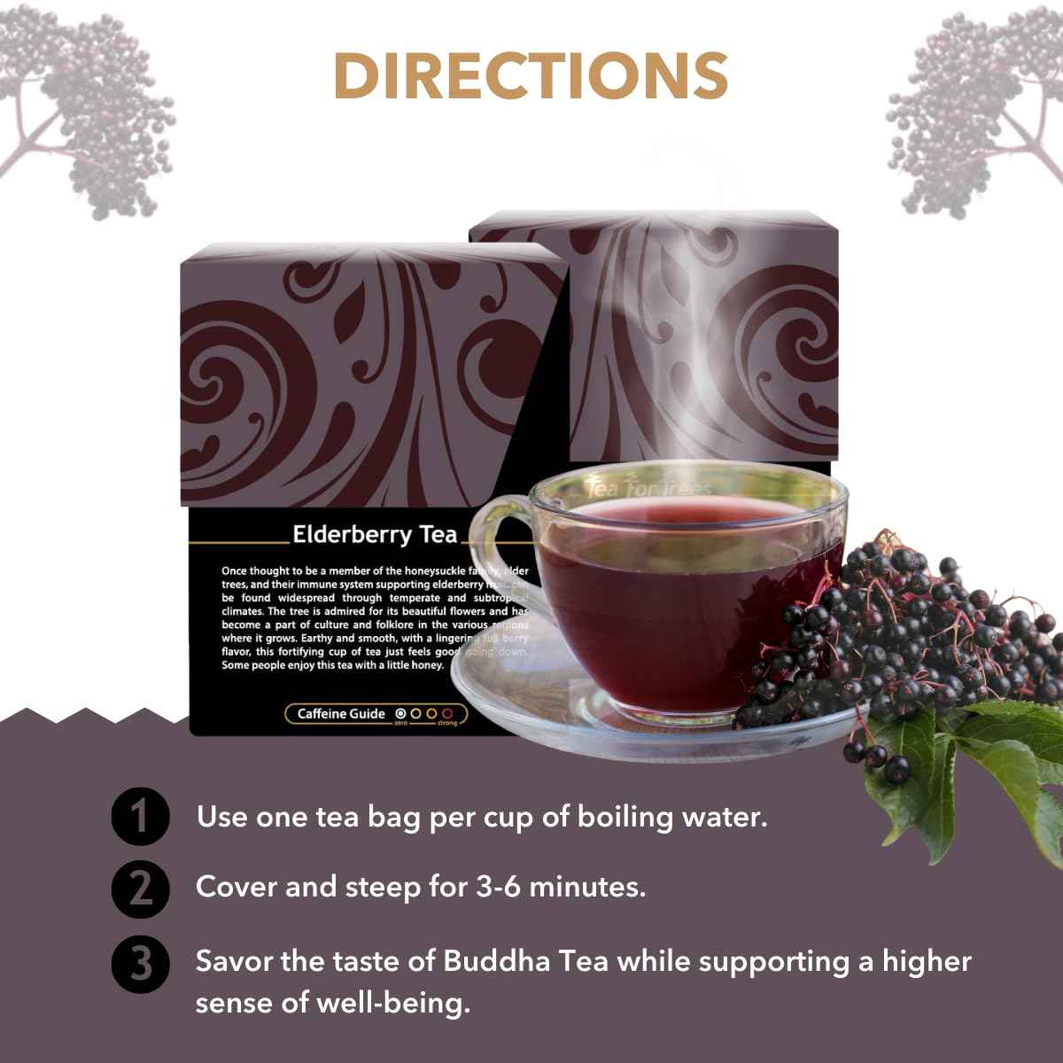 Buddha Teas Elderberry Tea Bags – Antioxidant-Rich Bedtime Brew for Cold & Flu Season Self-Care