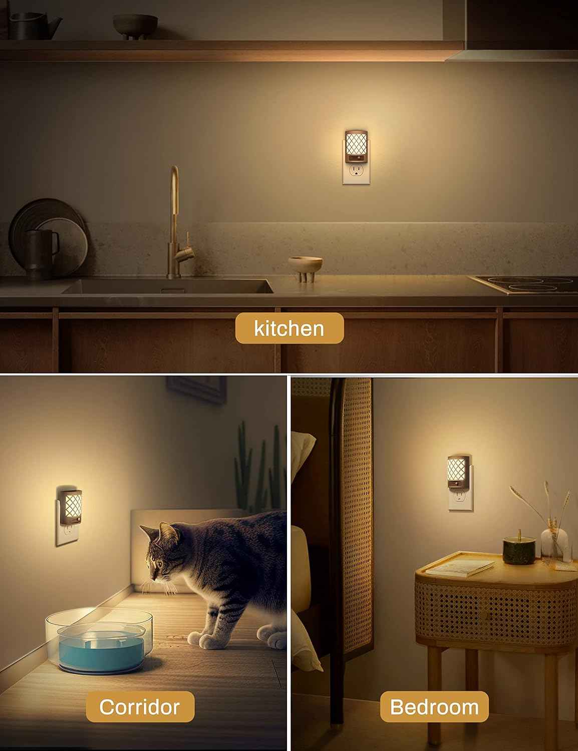 DORESshop Plug in Night Light – Safer Than Candles for Bedroom Hallway, Adjustable Brightness Soft White LED