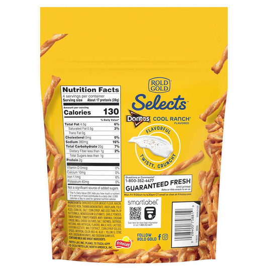 Rold Gold Cool Ranch Pretzel Twists 4 oz – Desk Snack for Busy Professionals, Single-Serve Grab Bag