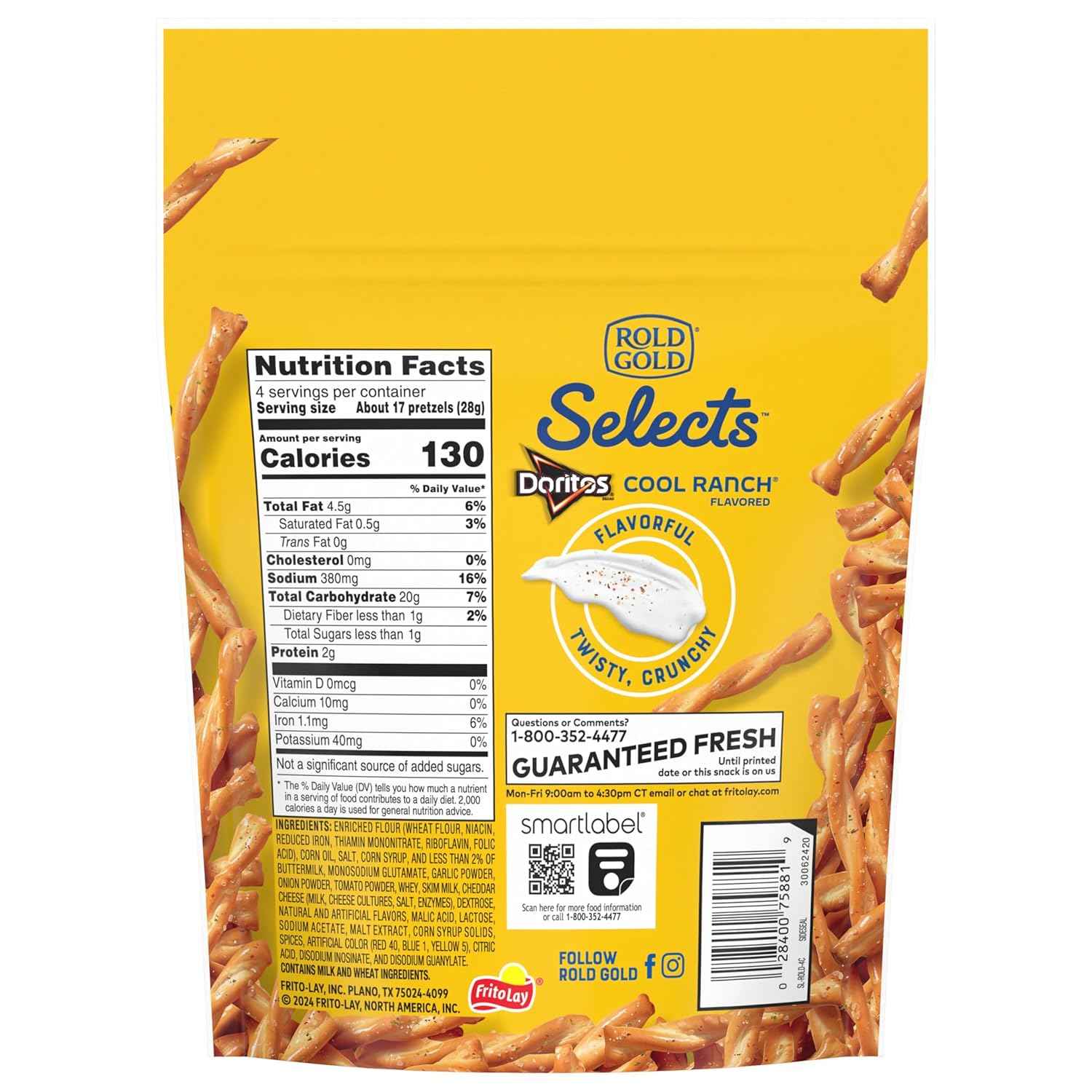 Rold Gold Cool Ranch Pretzel Twists 4 oz – Desk Snack for Busy Professionals, Single-Serve Grab Bag