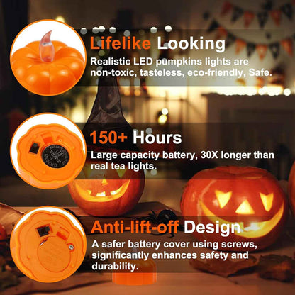 Battery Operated Pumpkin Candles – No Open Flame Indoor Lighting for Bedroom, Nursery, and Senior Living Spaces