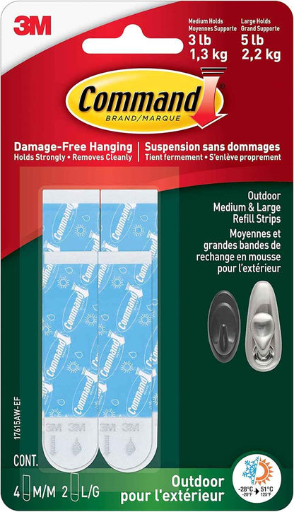 Command Outdoor Refill Strips – Re-Hang Seasonal Wreaths and Lanterns Without Marring Siding