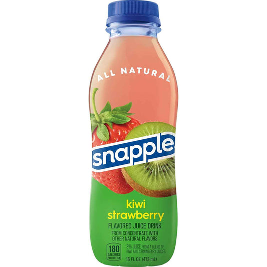 Snapple Kiwi Strawberry Juice Drink 16oz Bottles Pack of 12 - All Natural Better for You Pantry Staple for Health Conscious Families