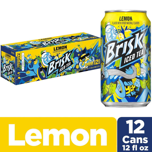 Brisk Lemon Iced Tea – Quick Caffeine-Free Refreshment for Home Office Breaks, Pack of 12