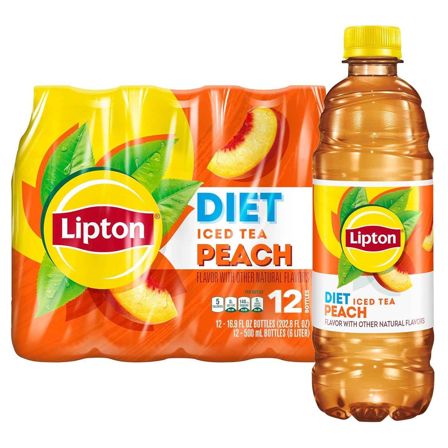 Lipton Diet Peach Iced Tea – Low-Calorie Wellness Drink for Sugar-Conscious Adults, Daily Hydration Refreshment