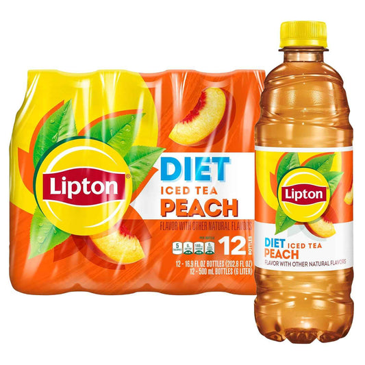 Lipton Diet Peach Iced Tea – Low-Calorie Wellness Drink for Sugar-Conscious Adults, Daily Hydration Refreshment