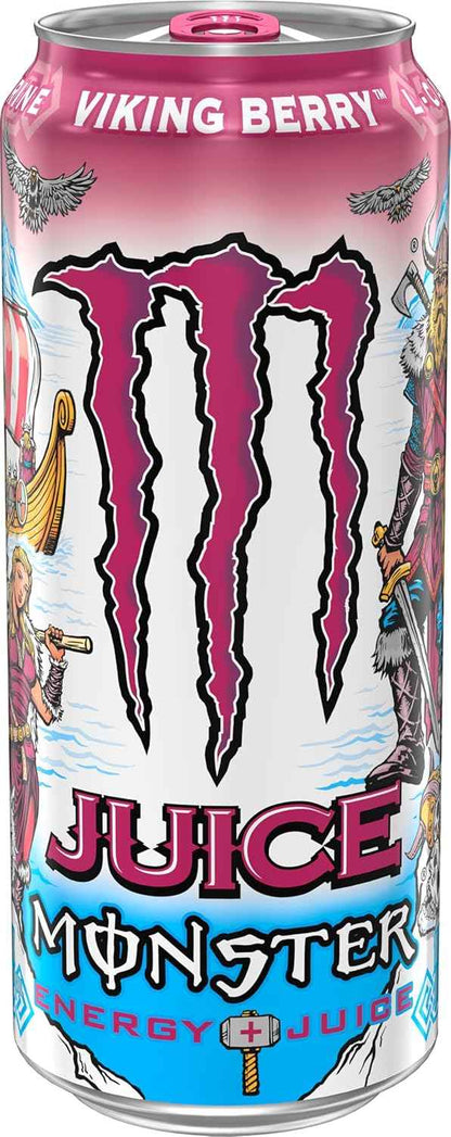 Monster Energy Juice Viking Berry Energy + Juice Drink, 16oz Cans for Late-Night Study Sessions and College Dorm Focus, 15 Pack
