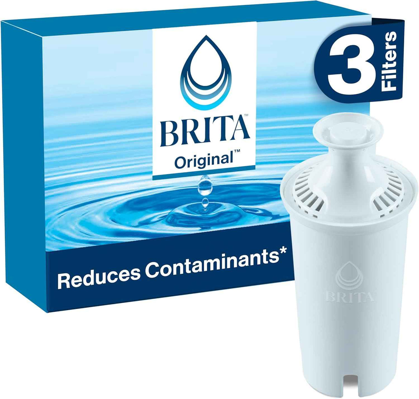 Brita Standard Replacement Filters for Pitchers – Office Hydration Supply for Break Room Dispensers and Shared Kitchens, 3 Pack