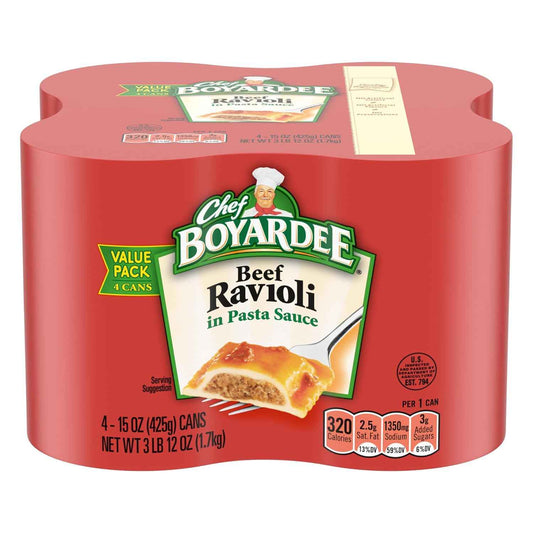 Chef Boyardee Beef Ravioli 15 oz Cans – Office Break Room Microwave Meal for Back-to-Back Workdays