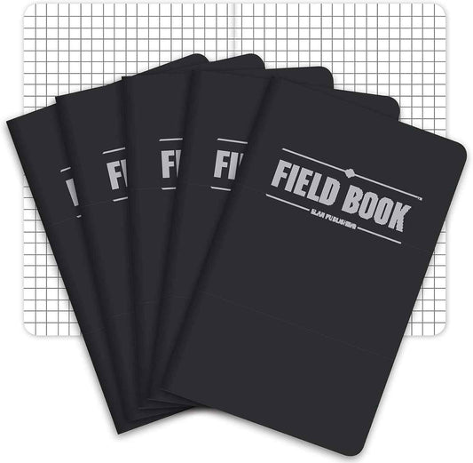 Elan Publishing Company Field Notebook – Focus-Friendly Pocket Notebook for Lectures and Lab Work, 3.5x5.5 Inch Black Memo Book, Pack of 5