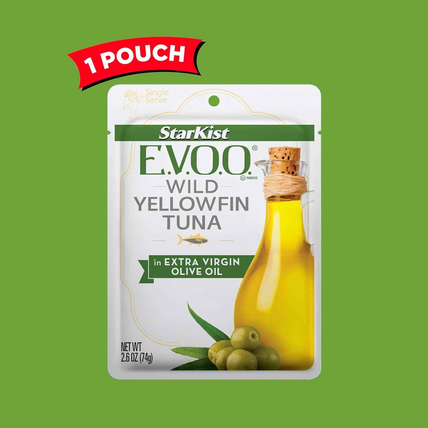StarKist E.V.O.O. Yellowfin Tuna Pouch – No-Prep Office Lunch Straight from the Pouch, 2.6 oz Single Serve