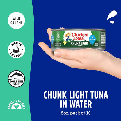 Chicken of the Sea Wild Caught Chunk Light Tuna – Quick Protein for Office Desk Pantry and Meal Prep
