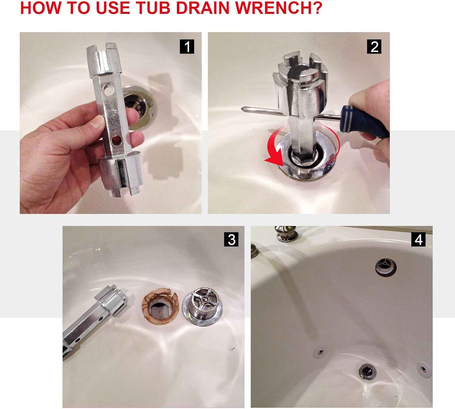 HAUTMEC PL0030 Tub Drain Wrench – Portable Plumbing Tool for Pool House and Outdoor Shower Repairs
