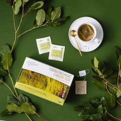 Prince of Peace Organic Green Tea, 100 Tea Bags – Steady Focus Brew for Home Office Desks and Remote Workspaces