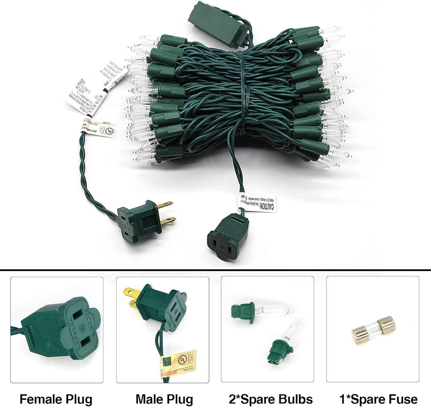 Brightever 100 LED Warm White String Lights – UL 588 Certified Flameless Holiday Lighting Safe for Kids, Pets & Bedrooms