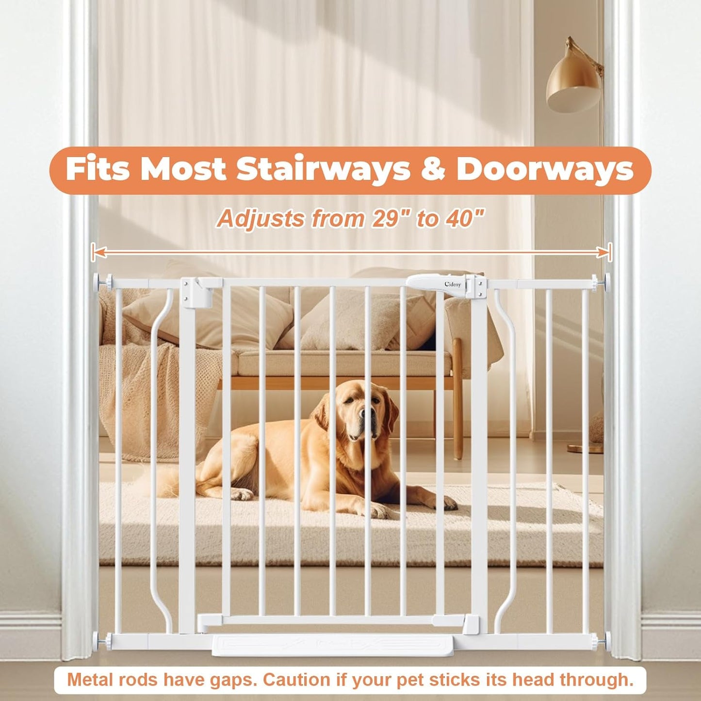 ParentGift No Drill Baby Gate 29-40 Inch Auto-Close, Practical Housewarming and Baby Shower Gift for New Parents, Pressure Mounted Pet Gate