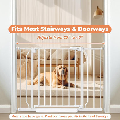 ParentGift No Drill Baby Gate 29-40 Inch Auto-Close, Practical Housewarming and Baby Shower Gift for New Parents, Pressure Mounted Pet Gate