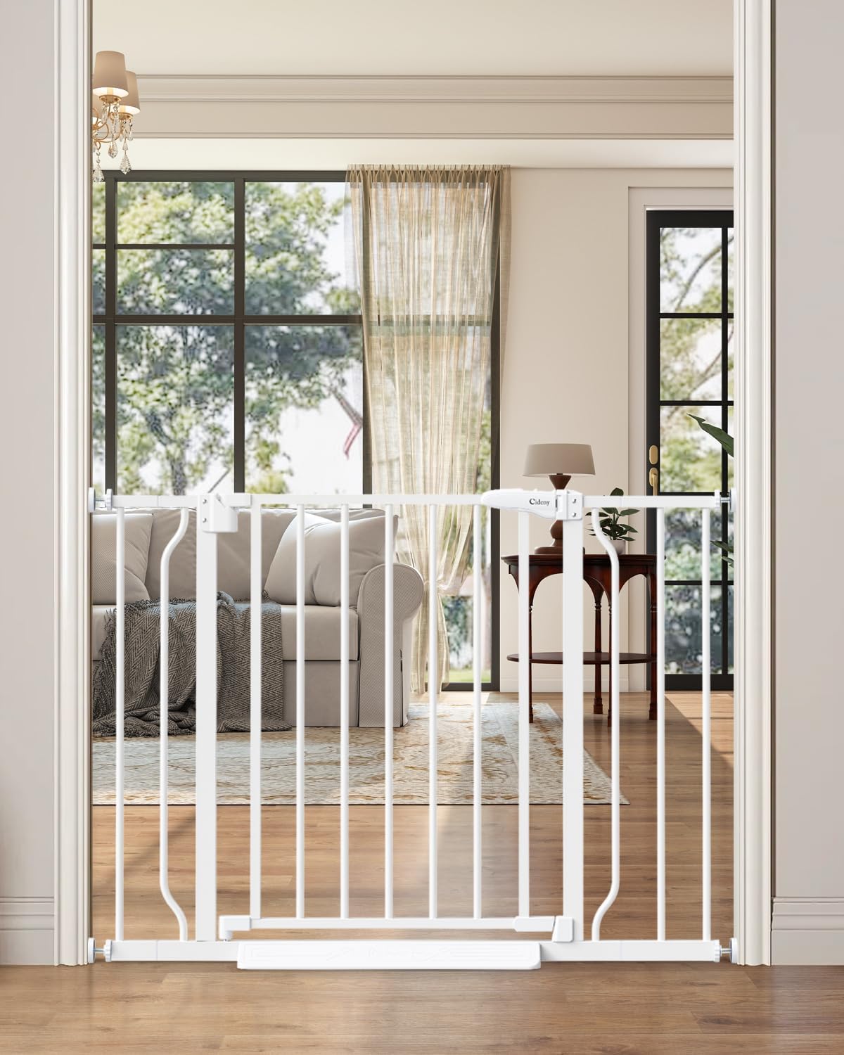 ParentGift No Drill Baby Gate 29-40 Inch Auto-Close, Practical Housewarming and Baby Shower Gift for New Parents, Pressure Mounted Pet Gate