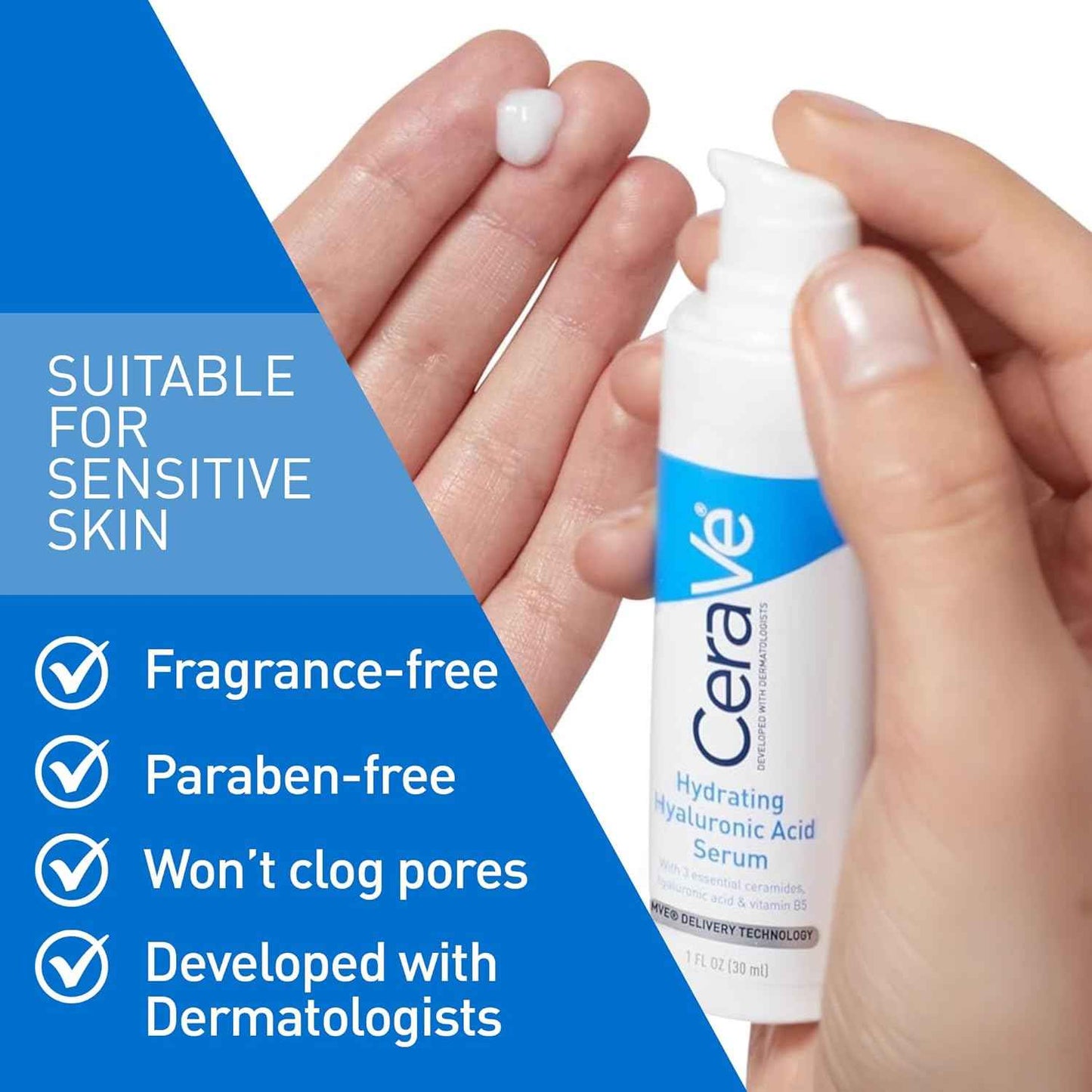 CeraVe Hyaluronic Acid Serum – Thoughtful Skincare Gift for Her, Fragrance Free Hydrating 1 oz