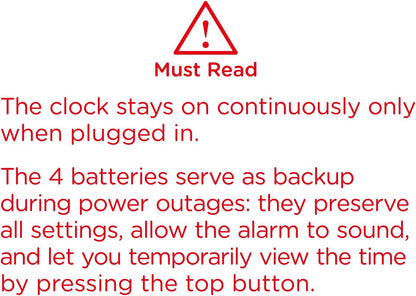 Peakeep Slim LED Clock – Study Room Timer and Alarm for Students with Loud 100 dB Wake-Up