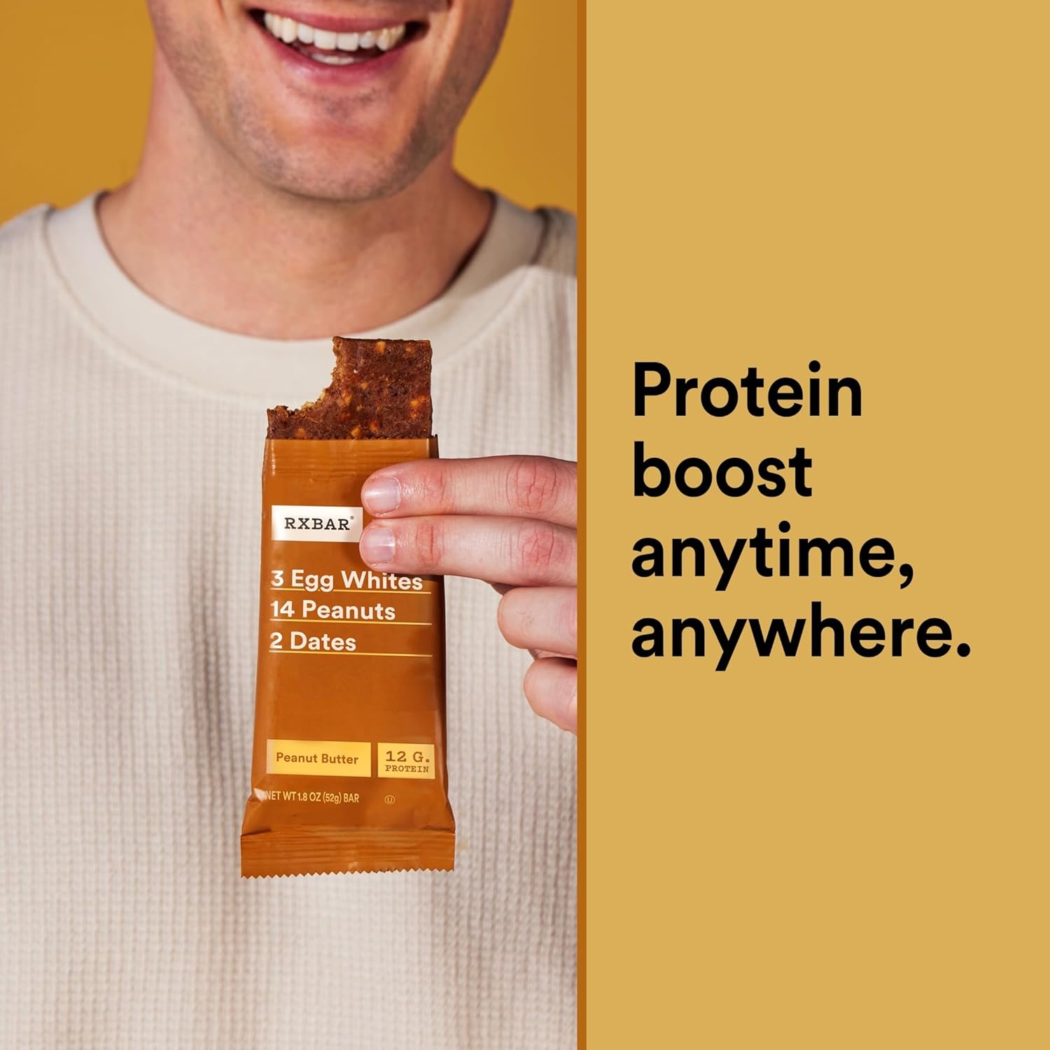 peanut butter flavor with chewy date binder and crunchy peanut texture