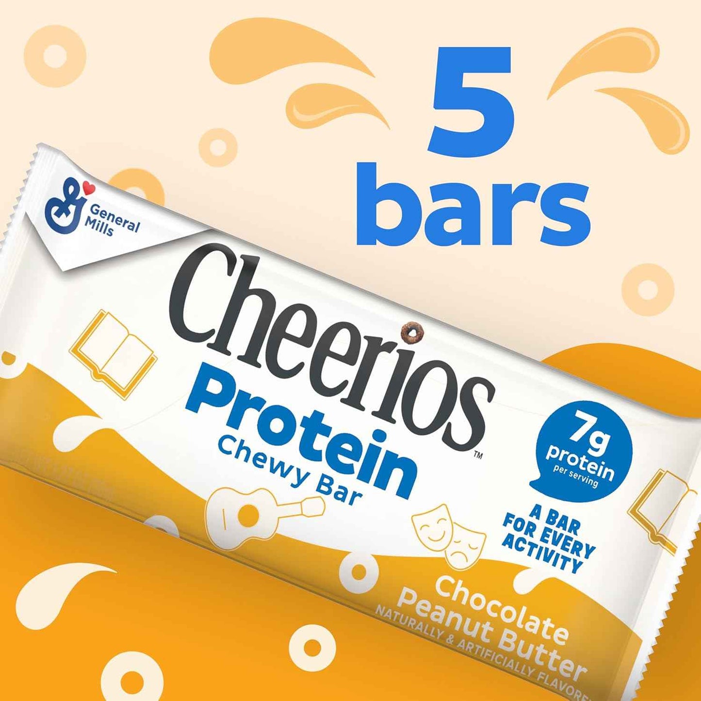 Cheerios Protein Chewy Bars Thoughtful Care Package Snack for Busy Parents 5 Ct Chocolate Peanut Butter