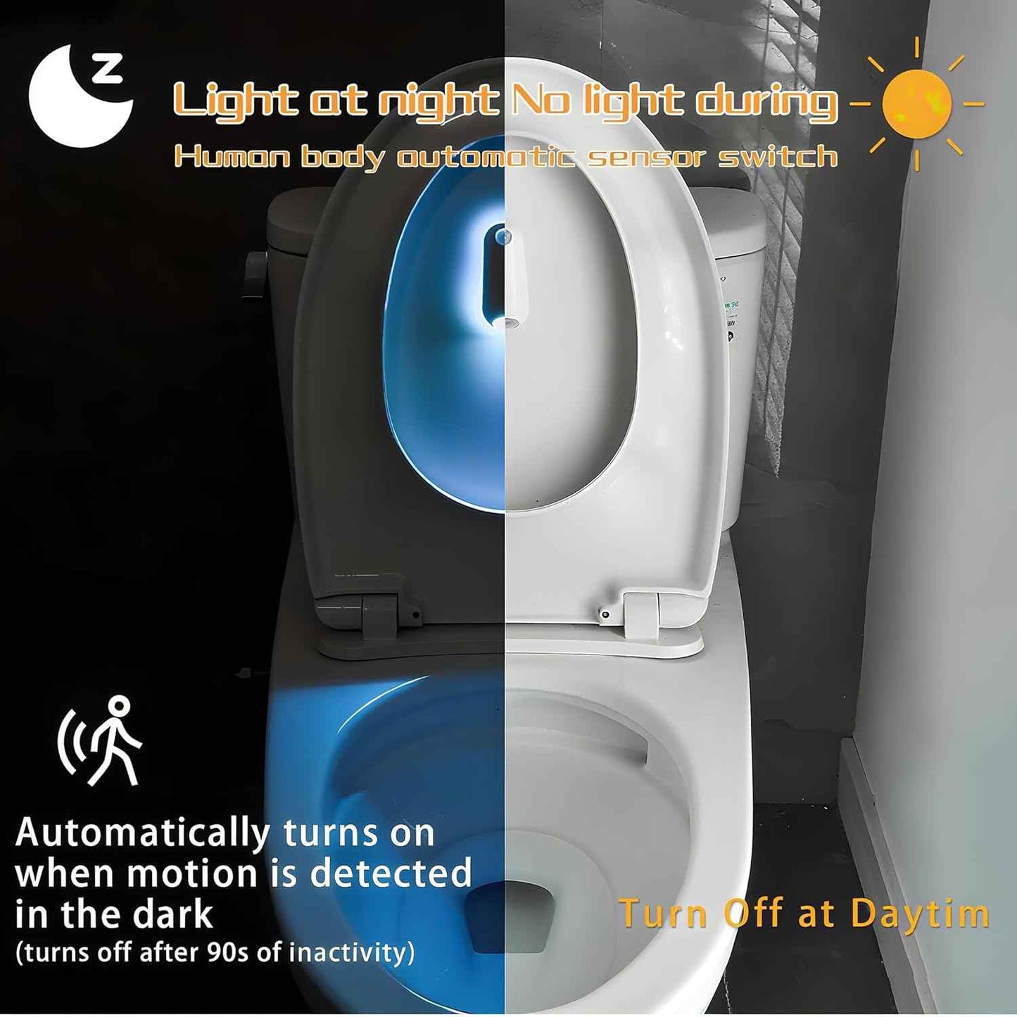 Motion Sensor Toilet Night Light – Fall Prevention Nightlight for Hallway and Stairs, Rechargeable