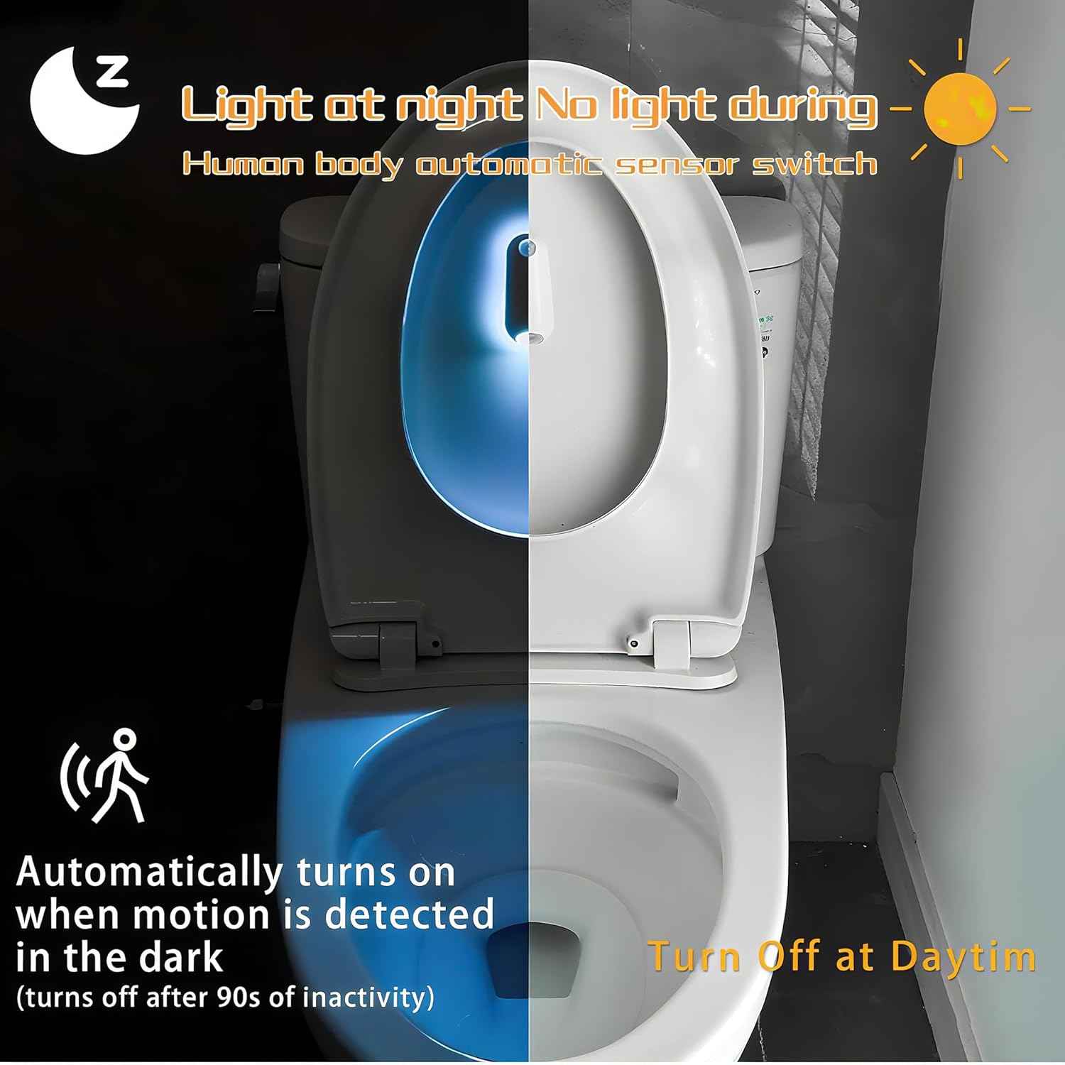 Motion Sensor Toilet Night Light – Fall Prevention Nightlight for Hallway and Stairs, Rechargeable