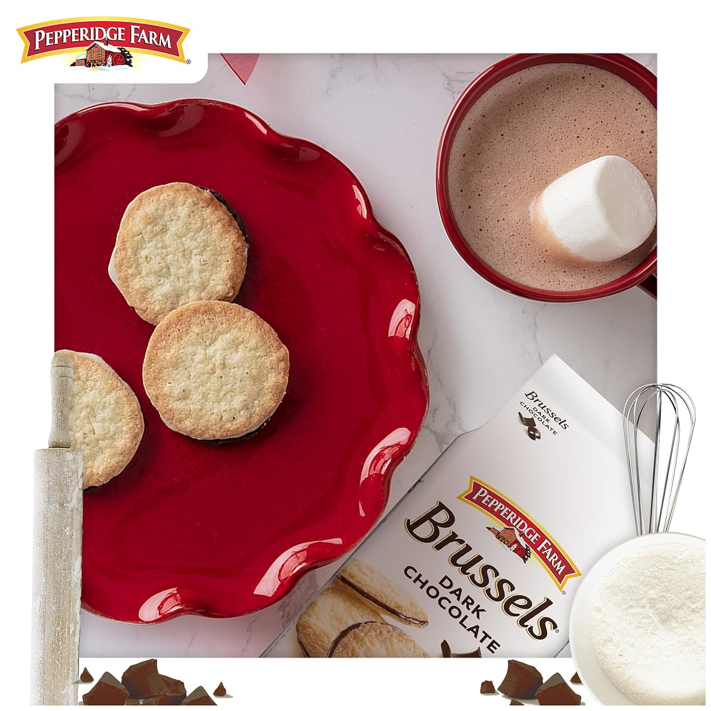 Pepperidge Farm Brussels Dark Chocolate Cookies – Hand-Crafted Artisan Treat for the Curated Coffee Bar, Premium Everyday Indulgence