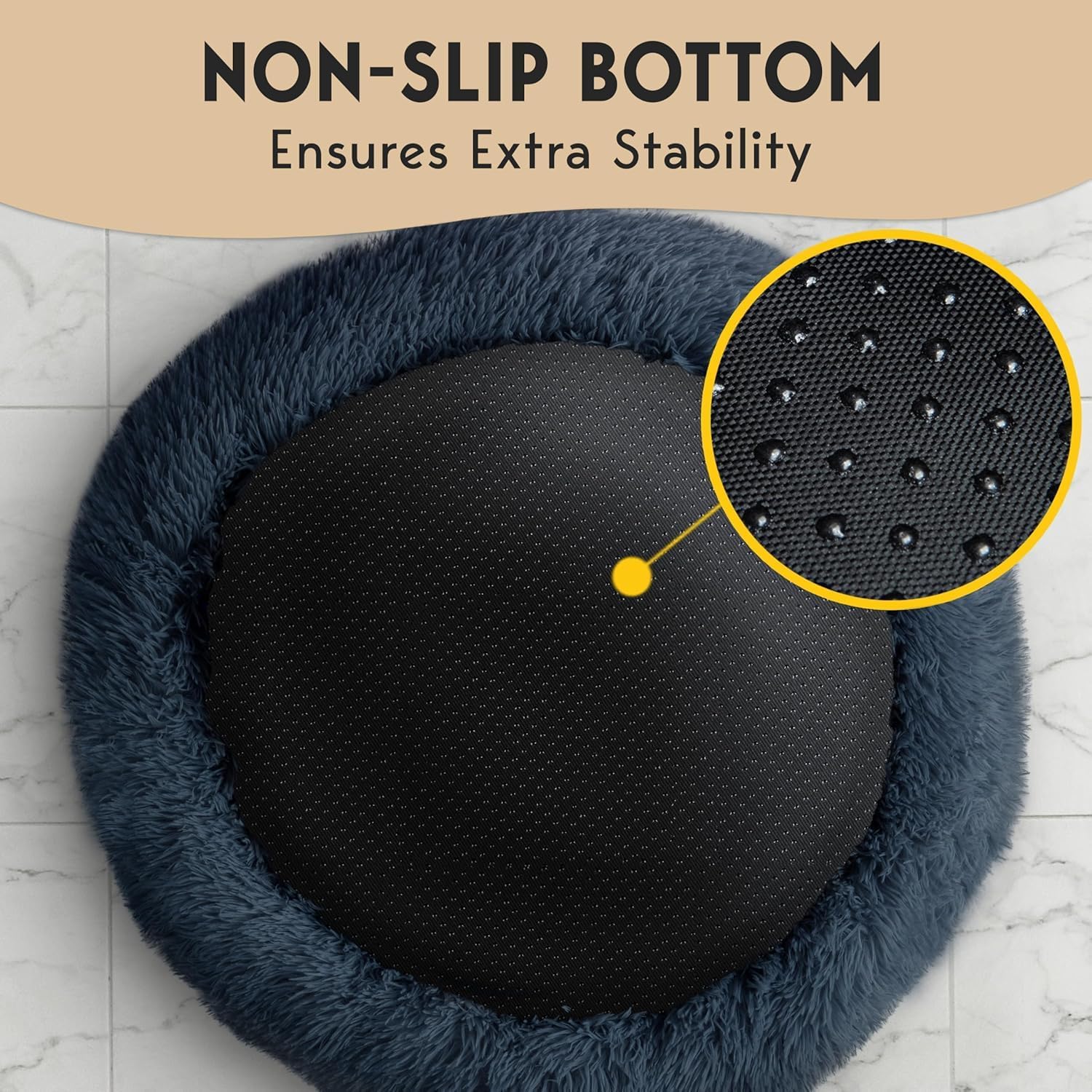 PetJett Calming Dog Bed Medium – Donut Round Anti-Anxiety Bed for Corgis, Frenchies & Beagles, Soothing Nightly Sleep Nest
