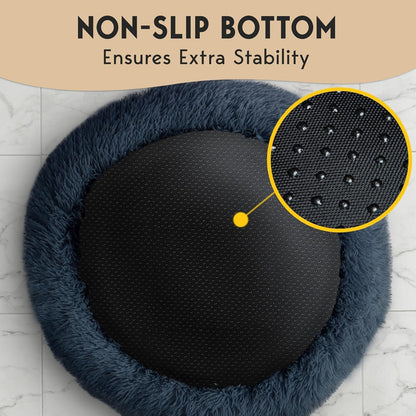 PetJett Calming Dog Bed Medium – Donut Round Anti-Anxiety Bed for Corgis, Frenchies & Beagles, Soothing Nightly Sleep Nest