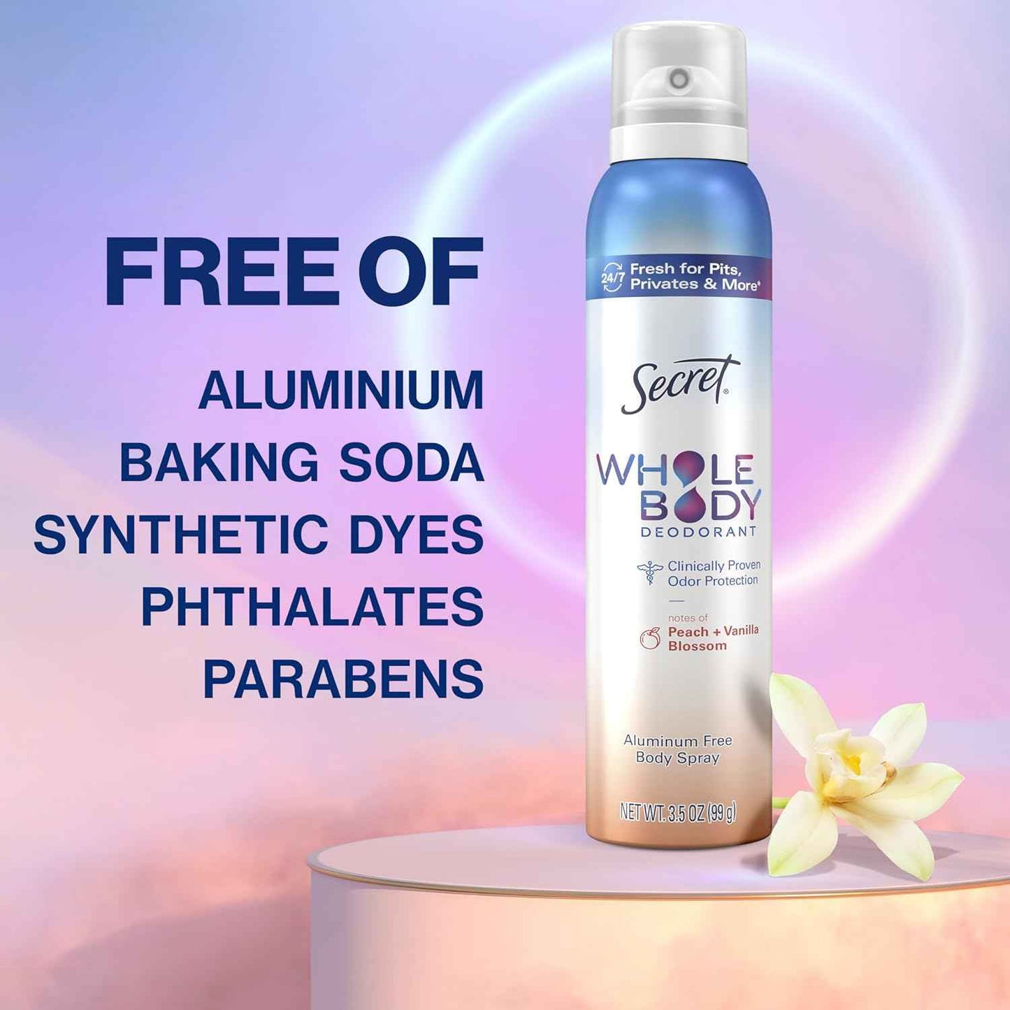 Secret Whole Body Deodorant Spray for Women – Thoughtful Birthday Gift for Her with 72 HR Odor Protection and Aluminum-Free Formula, 3.5oz