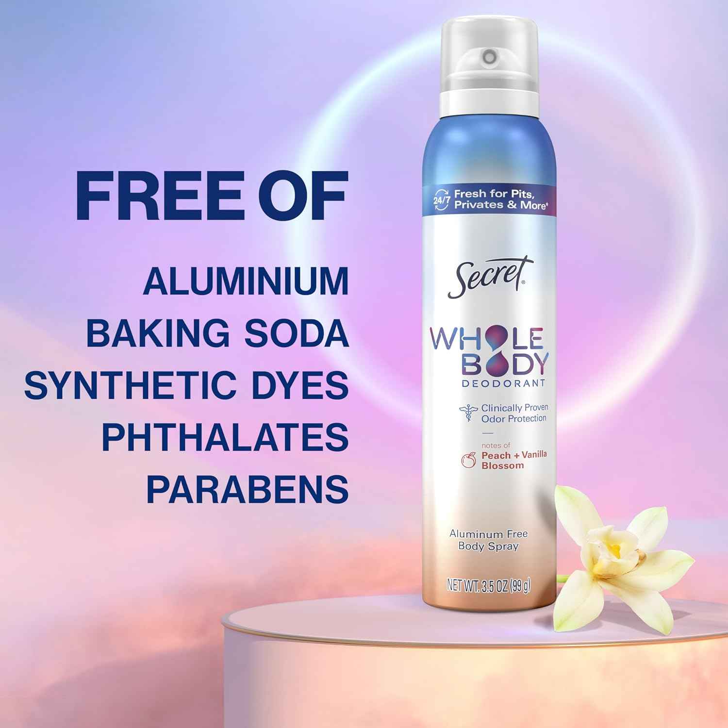 Secret Whole Body Deodorant Spray for Women – Thoughtful Birthday Gift for Her with 72 HR Odor Protection and Aluminum-Free Formula, 3.5oz