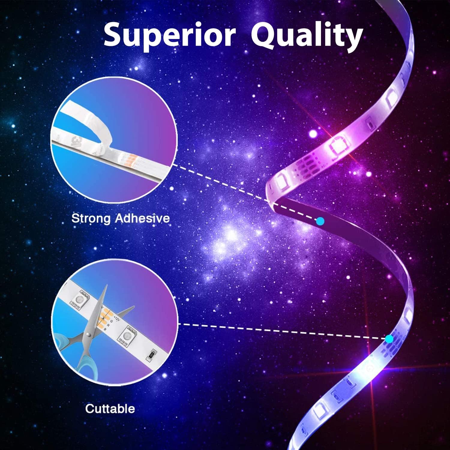 PHOPOLLO Bluetooth LED Strip Lights – Living Room Ambient Accent Lighting with App and Music Sync